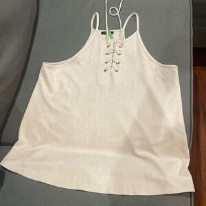 💟 Suede Camisole Lace Up Neckline Top